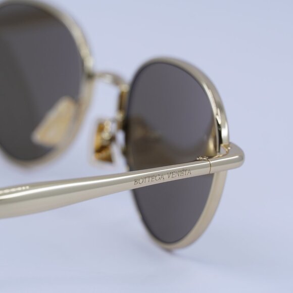 Bottega Veneta BV1396S 002 Sunglasses Gold Round Frame, Grey with Gold Lenses main image 11